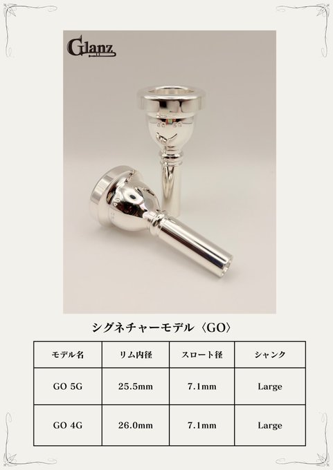 Glanz Trombone GO テナートロンボーン用マウスピース（呉 信一氏モデル）
